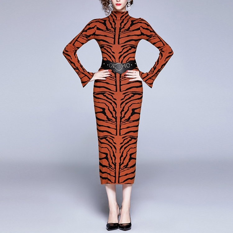 

Package Hip Leopard Long Sections Sweater Dress (Color:Orange Size:M)