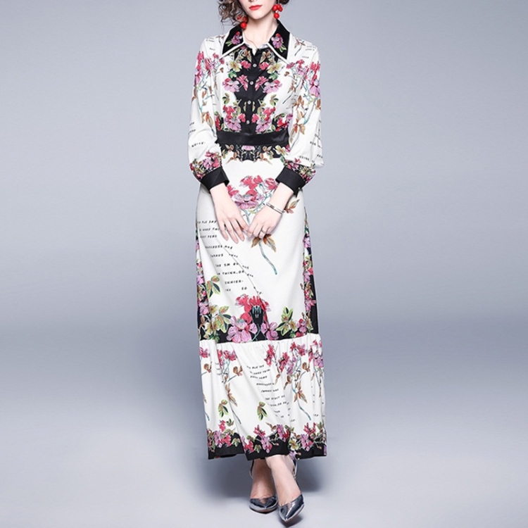 

Letters Flouncing Printed Dress (Color:White Size:M)