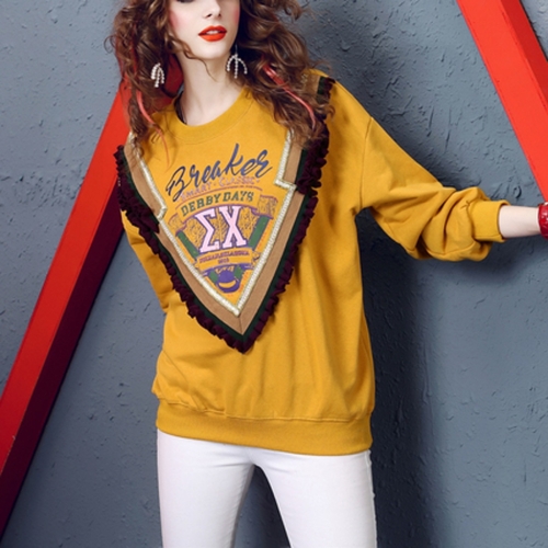 

Fashion Personality Printed Long-sleeved Shirts (Color:Yellow Size:M)