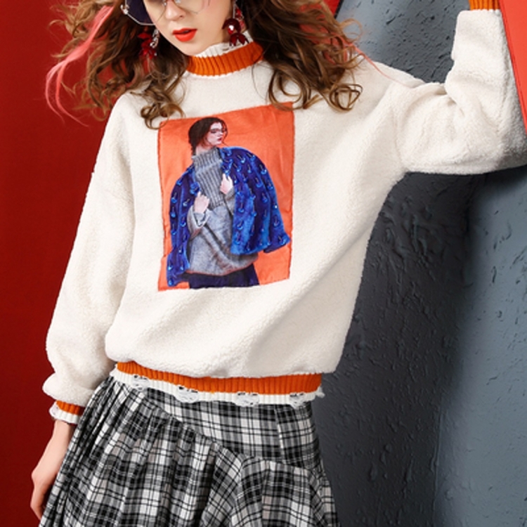 

Lamb Hair Nail Beads Loose Thin Thick Sweater (Color:Yellow Size:XL)