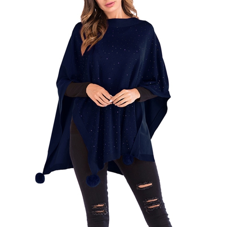 

Autumn and Winter Solid Color Long-sleeved Pullover Sweater (Color:Dark Blue Size:One Size)