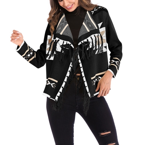 

Fringe Wild Jersey Cardigan Coat (Color:Black Size:L)