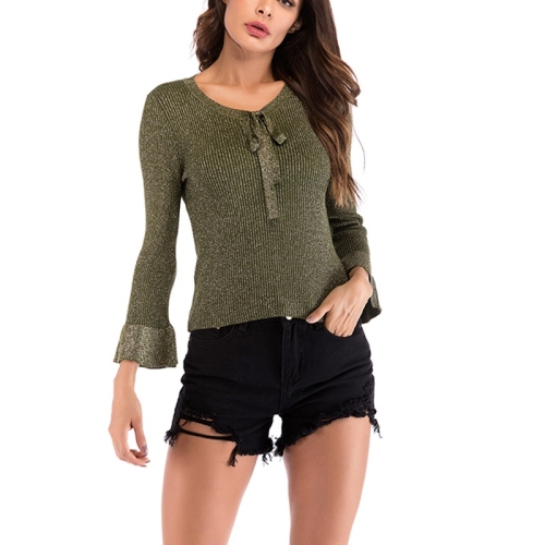 

Autumn and Winter Solid Color Long-sleeved Pullover Sweater (Color:Green Size:M)