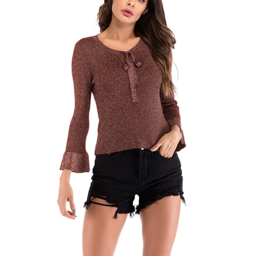 

Autumn and Winter Solid Color Long-sleeved Pullover Sweater (Color:Wine Red Size:XL)