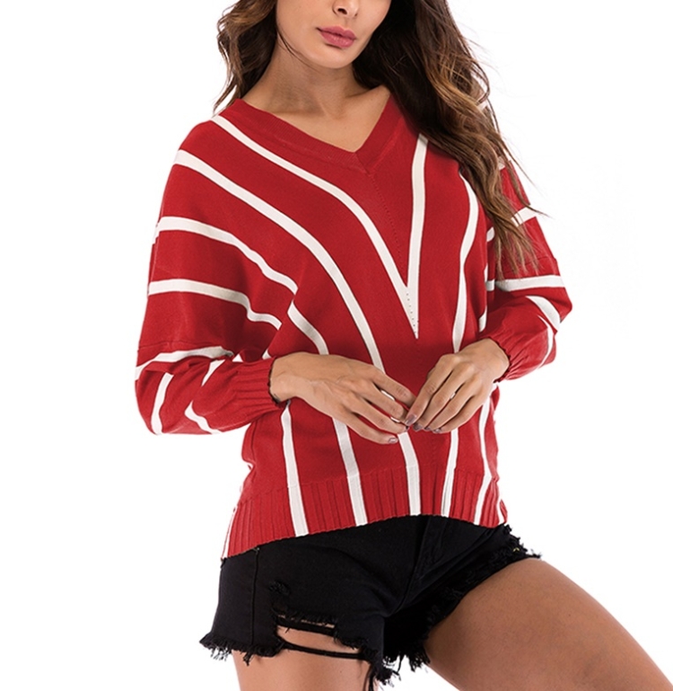 

Autumn and Winter Solid Color Long-sleeved Pullover Sweater (Color:Red Size:M)