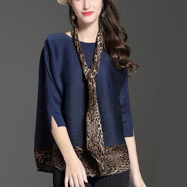 

Wild Loose T-shirt Tide Ruffled Top (Color:Dark Blue Size:One Size)