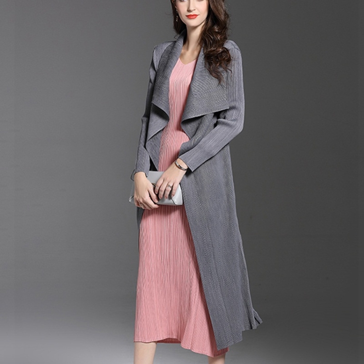 

Fold Cloak Coat Long Section Windbreaker (Color:Grey Size:One Size)