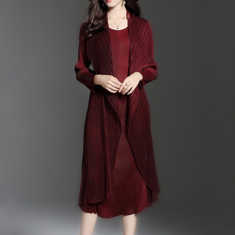 

Temperament Was Thin Long Sections Fake Long-sleeved Dress (Color:Red Size:One Size)