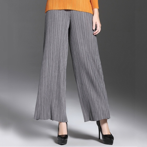 

Leisure Nine Points Was Thin Wild Loose Wide Leg Pants (Color:Grey Size:One Size)