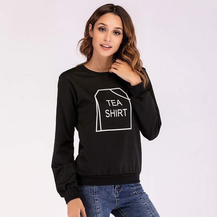 

Round Neck Long Sleeve Print Sweatshirt (Color:Black Size:XL)