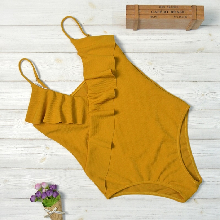 

Solid Color Sexy Special Face One-piece Bikini Swimsuit (Color:Yellow Size:S)