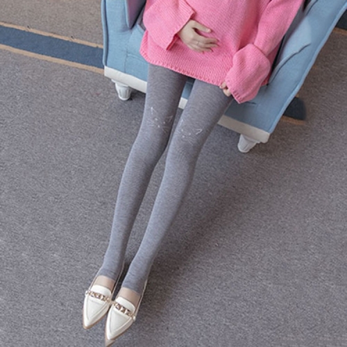 

Knee Embroidery Combed Cotton Step On The Foot Leggings (Color:Light Grey Size:One Size)