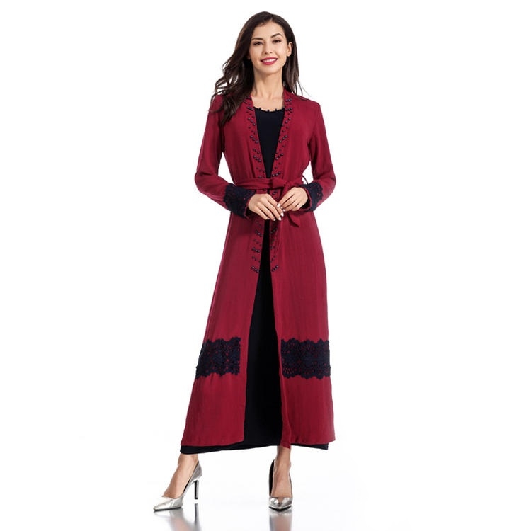 

Beaded Lace Two Piece Round Neck Long Sleeve Dress (Color:Red Size:M)
