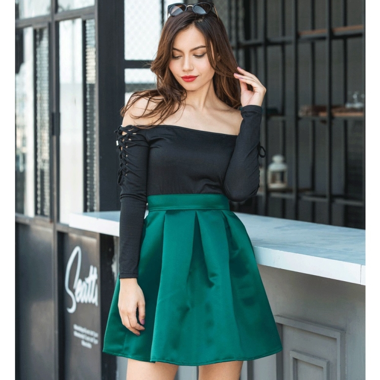 

High Waist Fashion Wild Skirt (Color:Green Size:XL)