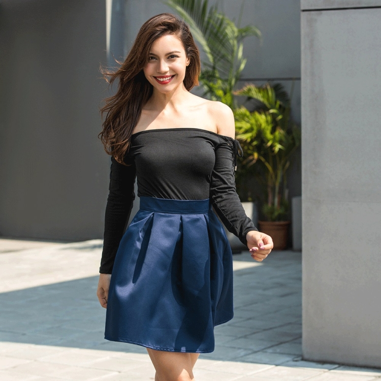

High Waist Fashion Wild Skirt (Color:Navy Blue Size:S)