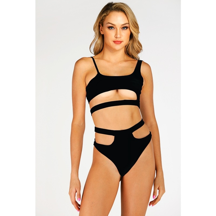

Sexy Cut-out Split Bikini Swimsuit (Color:Black Size:L)