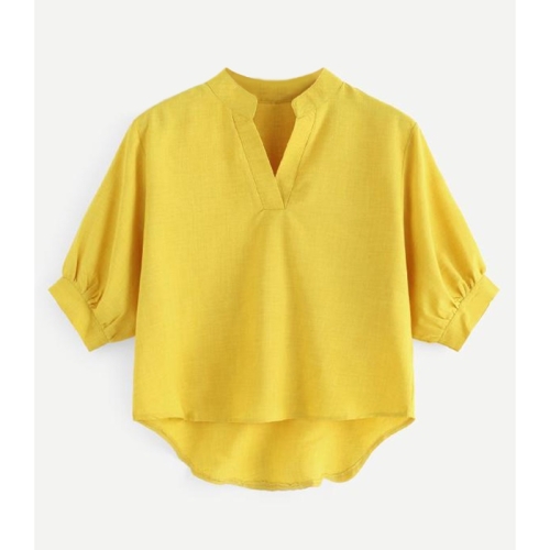 

Front Short Back Long Loose Shirt (Color:Yellow Size:XL)