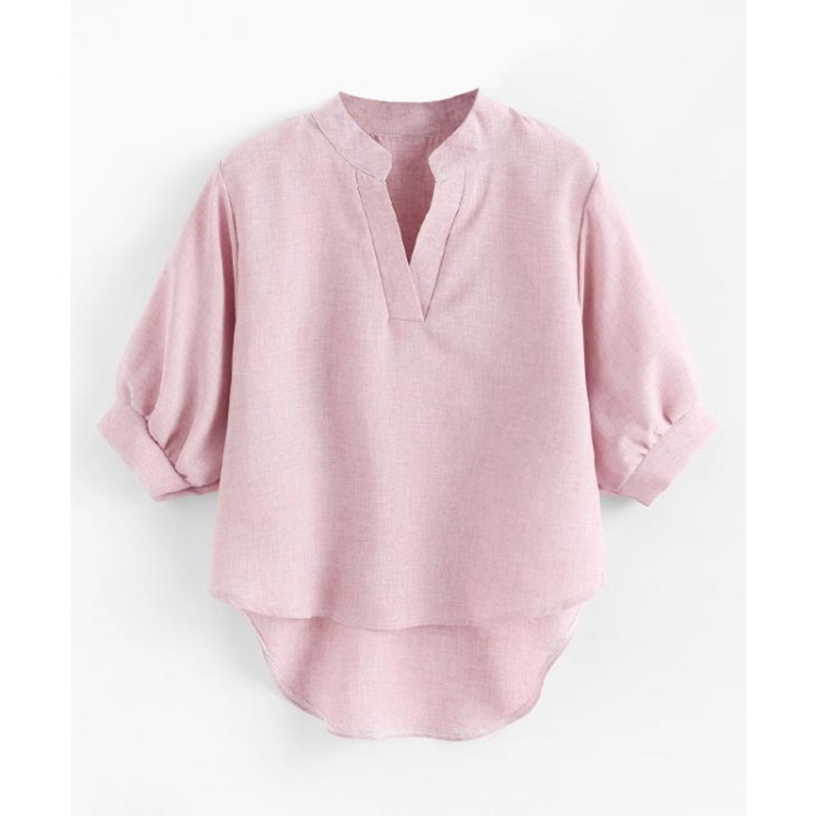 

Front Short Back Long Loose Shirt (Color:Pink Size:M)