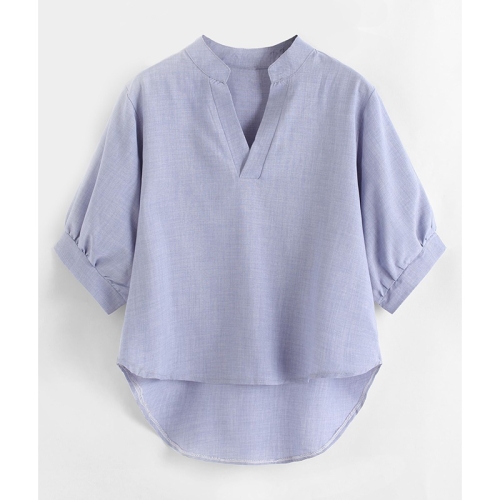 

Front Short Back Long Loose Shirt (Color:Blue Size:S)