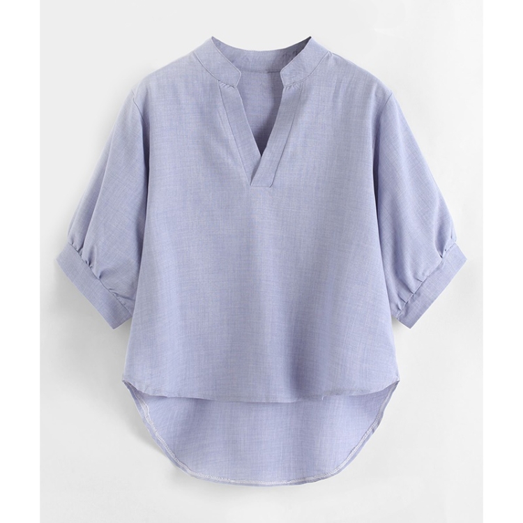 

Front Short Back Long Loose Shirt (Color:Blue Size:M)