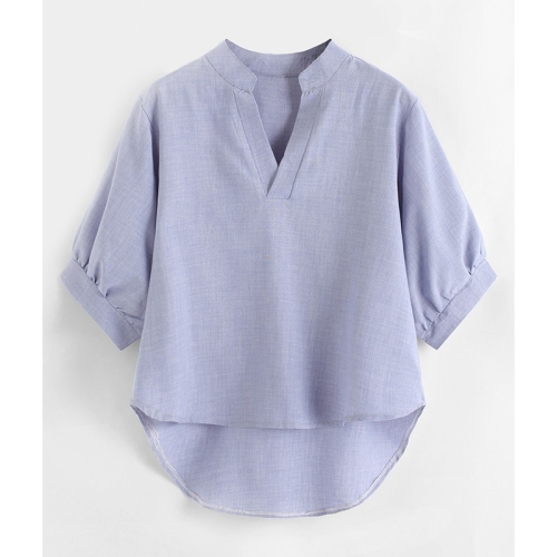 

Front Short Back Long Loose Shirt (Color:Blue Size:XL)