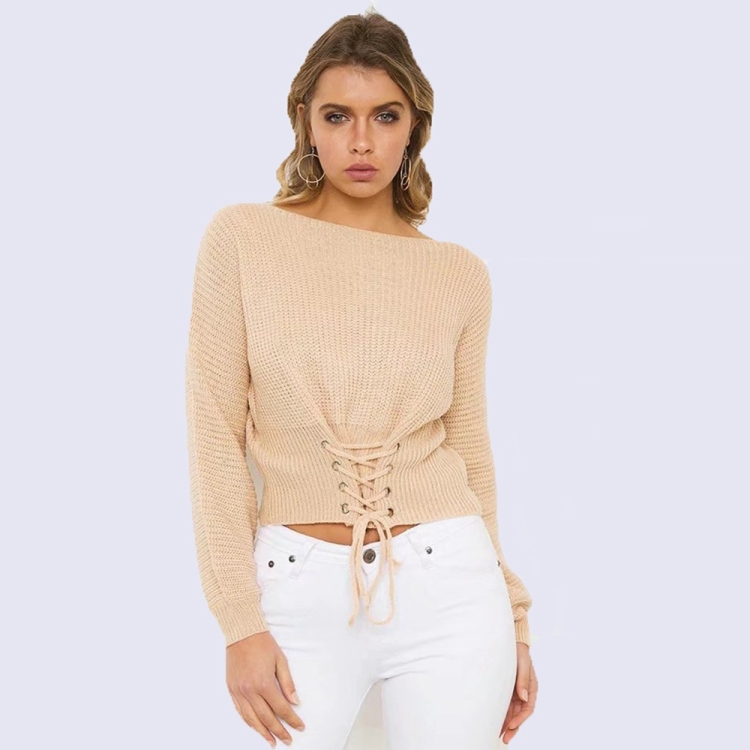 

Women Autumn Long Sleeve Knit Casual Pullover(Color:Beige Size:One Size)