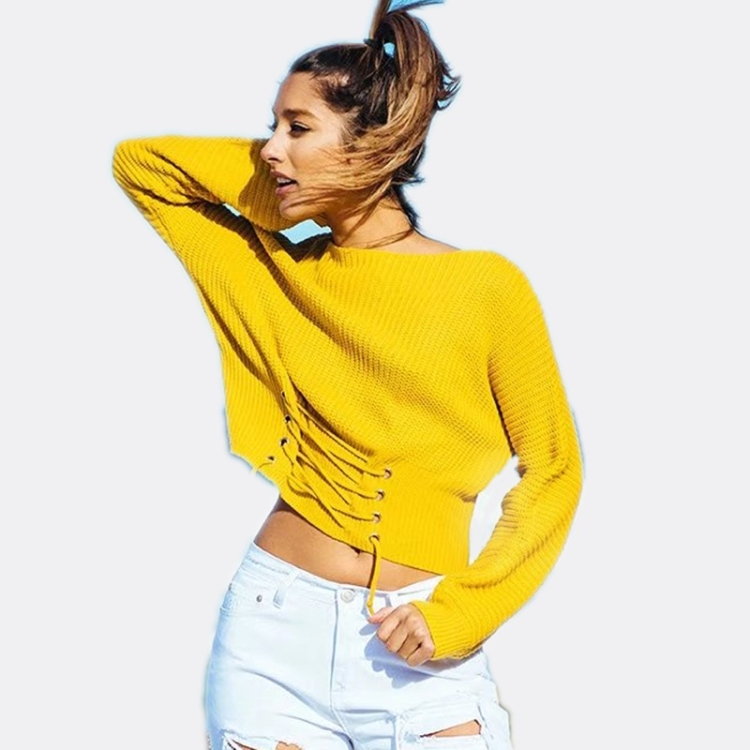 

Women Autumn Long Sleeve Knit Casual Pullover(Color:Yellow Size:One Size)