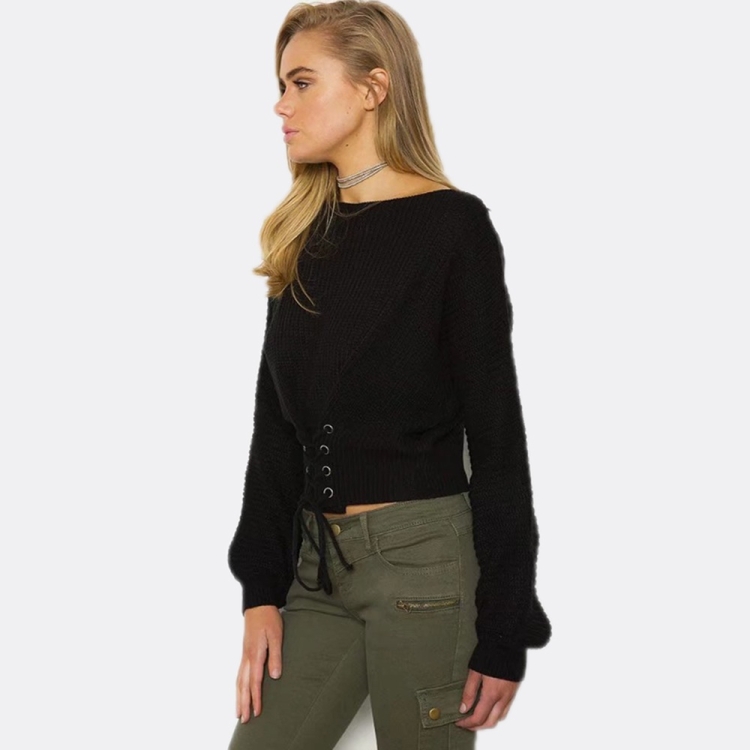 

Women Autumn Long Sleeve Knit Casual Pullover(Color:Black Size:One Size)