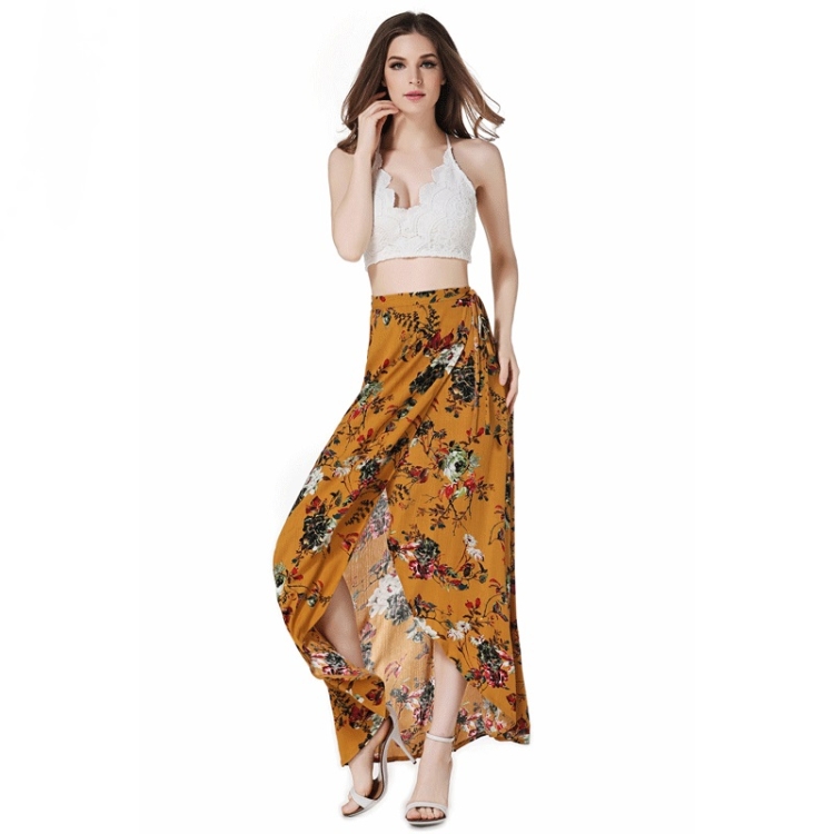 

Split High Waist Cotton Irregular Lace Skirt (Color:Yellow Size:S)