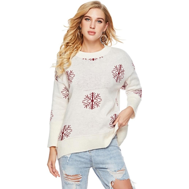 

Women Round Neck Long Sleeve Pullover(Color:White Size:One Size)