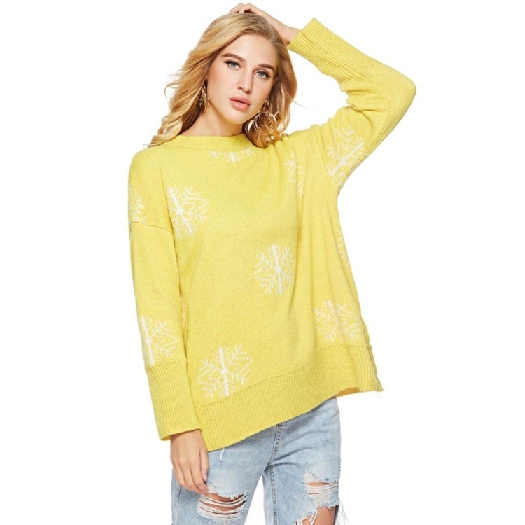 

Women Round Neck Long Sleeve Pullover(Color:Yellow Size:One Size)