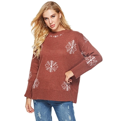 

Women Round Neck Long Sleeve Pullover(Color:Brown Size:One Size)