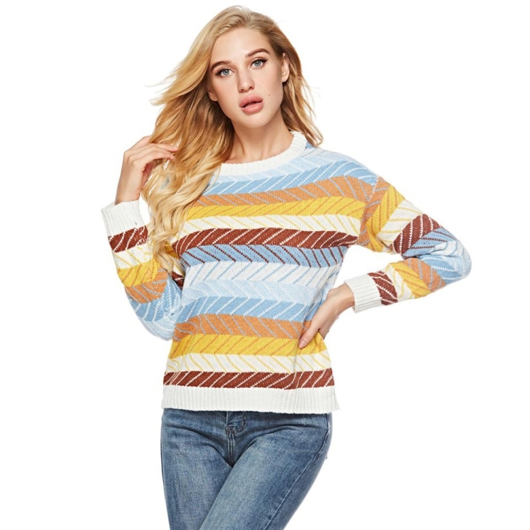 

Women Winter Rainbow Round Neck Pullover(Color:As Show Size:One Size)
