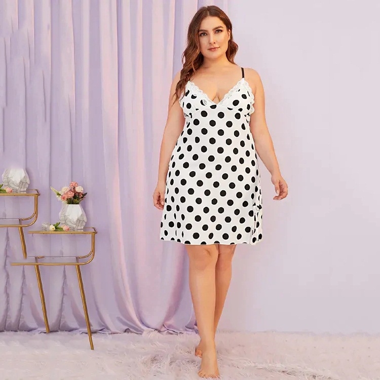 

Sexy Lace Dress Pajamas (Color:White Size:XL)