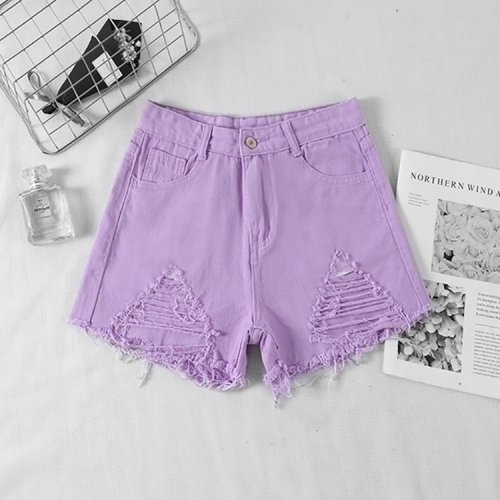 lavender denim shorts