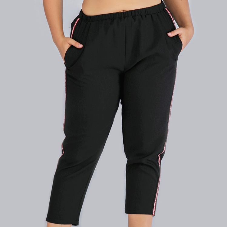 

Plus Size Women Cropped Pants (Color:Black Size:0XL)
