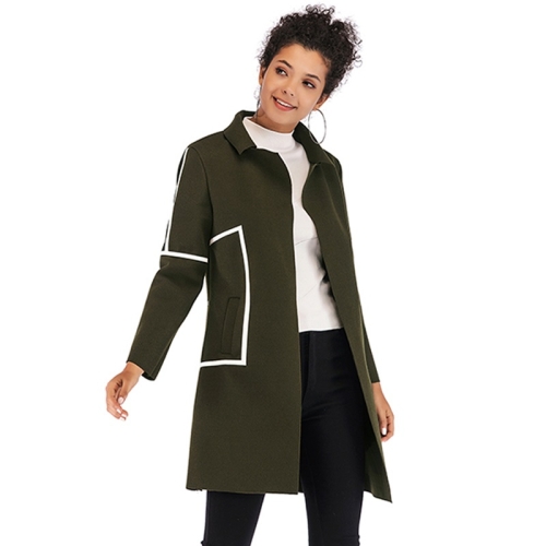 

Contrast Thickened Woolen Coat Lapel for Women (Color:Army Green Size:M)