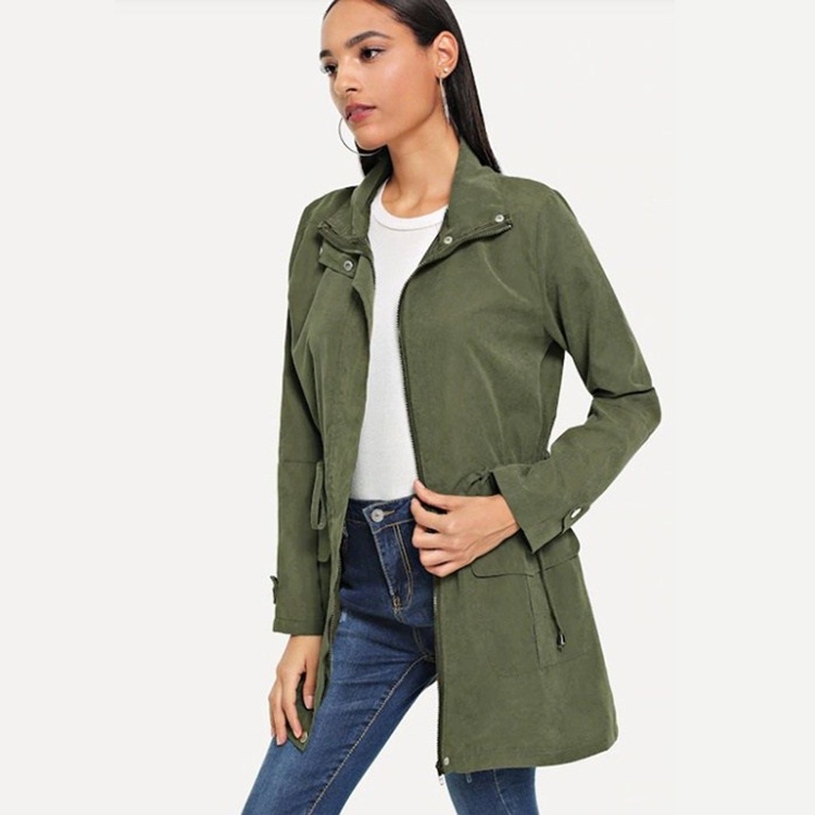 

Fashion Long Sleeve Windbreaker Coat (Color:Army Green Size:S)