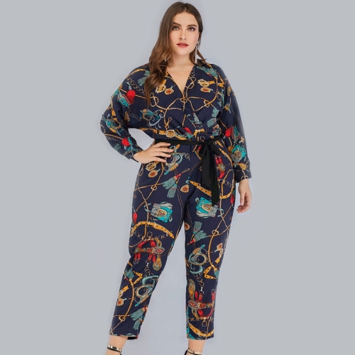 

Plus Size Printed Jumpsuit (Color:As Show Size:XXXXL)