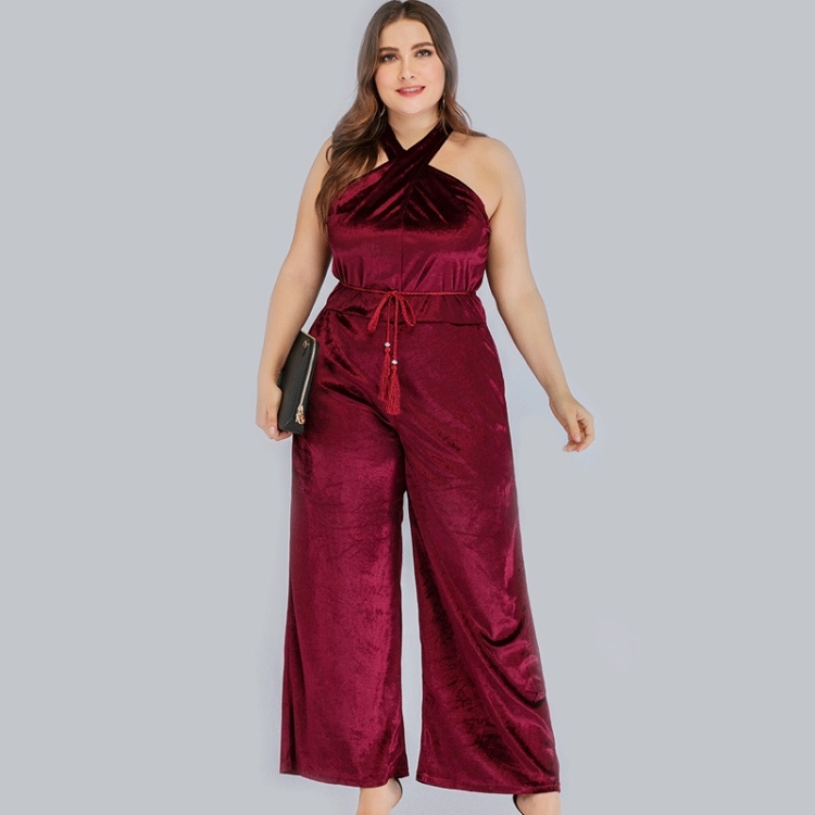 

Plus Size Halter Strapless Jumpsuit (Color:Red Size:0XL)