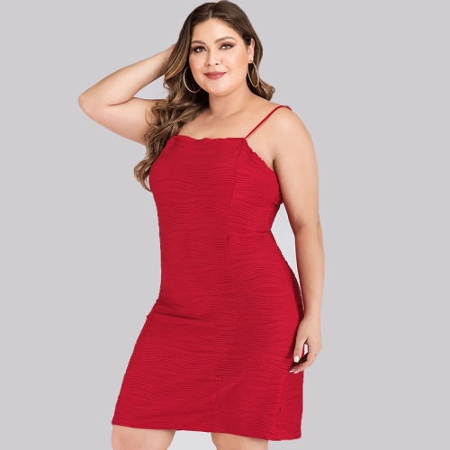 

Plus Size Sexy Sling Dress (Color:Red Size:0XL)