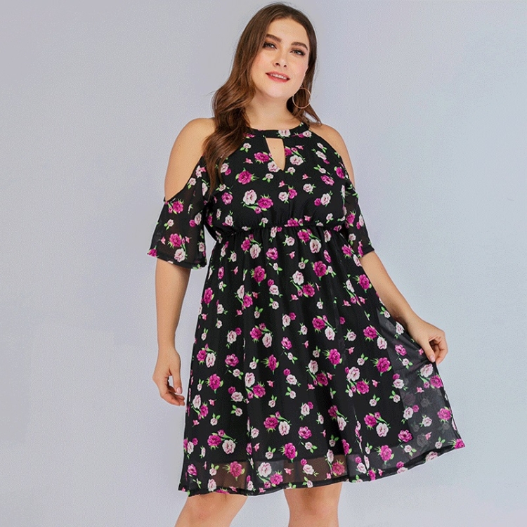 

Plus Size Chiffon Printed Dress (Color:As Show Size:L)