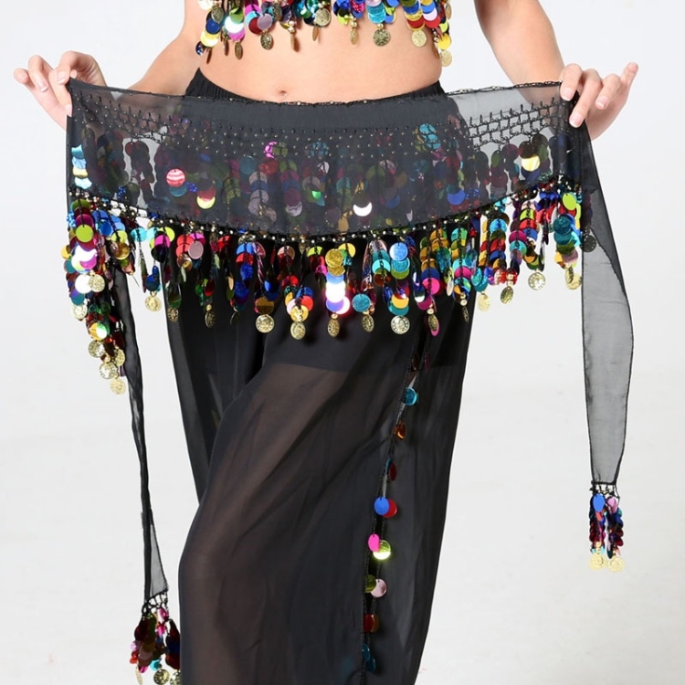 

Women Belly Dance Encrypted Sequin Waist Seal (Color:Black Size:One Size)