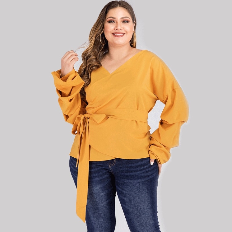 

Plus Size Long Sleeve Shirt (Color:Yellow Size:0XL)