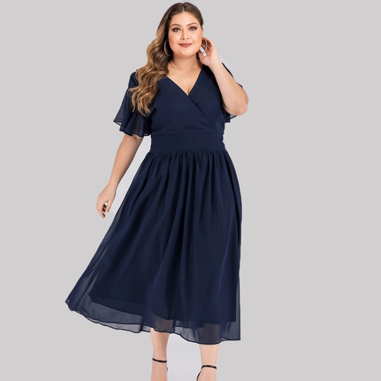 

Plus Size Big Swing Dress (Color:Dark Blue Size:3XL)