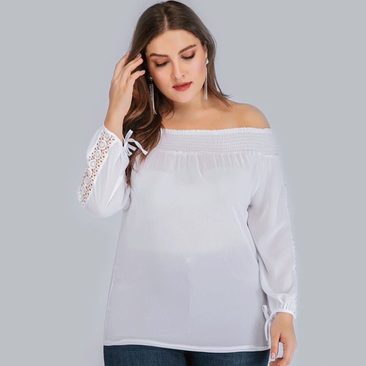

Plus Size One-shoulder Shirt (Color:White Size:1XL)
