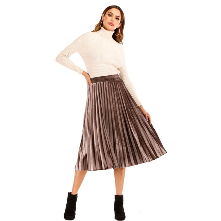 

Women Gold Velvet Loose Skirt(Color:Brown Size:One Size)