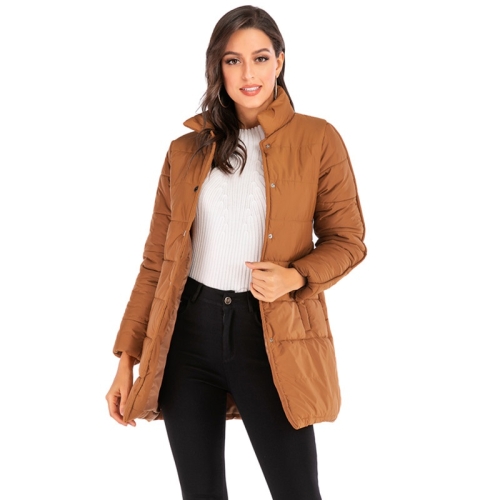 

Women Solid Color Short Down Jacket (Color:Brown Size:M)