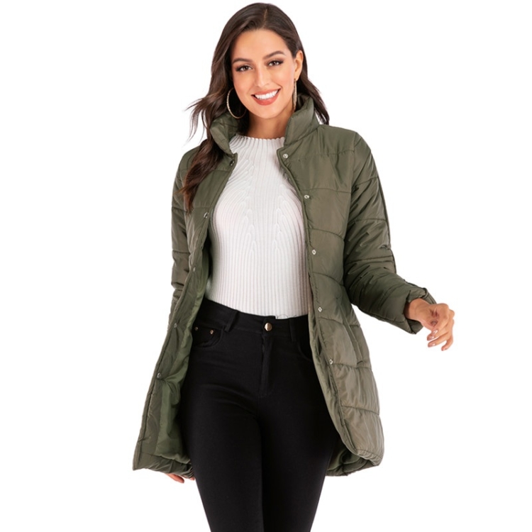 

Women Solid Color Short Down Jacket (Color:Green Size:2XL)