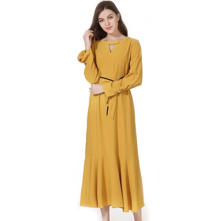 

Temperament Knee-length Dress (Color:Yellow Size:S)